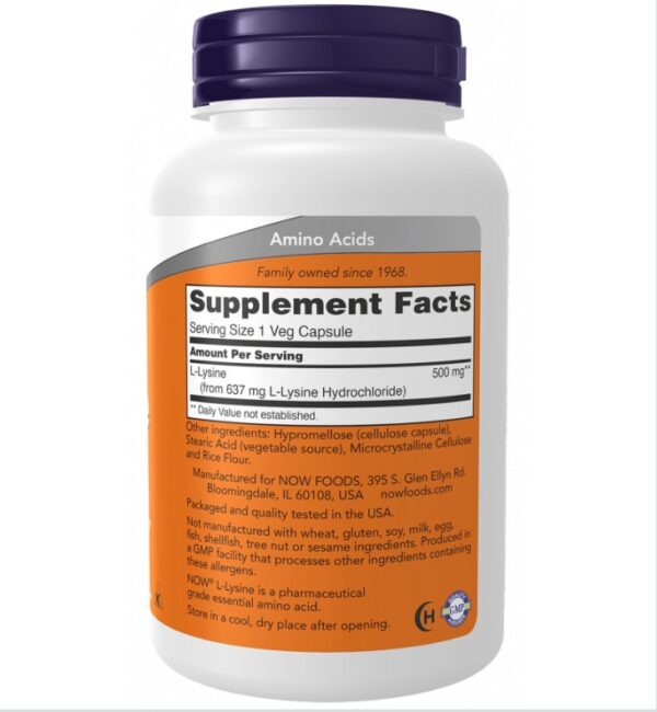 L-Λυσίνη 500 mg – NOW Foods 250 veg κάψουλες