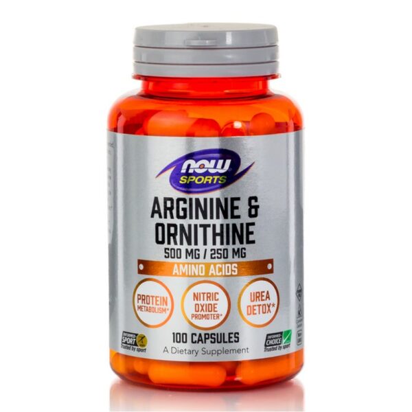 Arginine & Ornithine 500/250mg – NOW Foods 100 κάψουλες